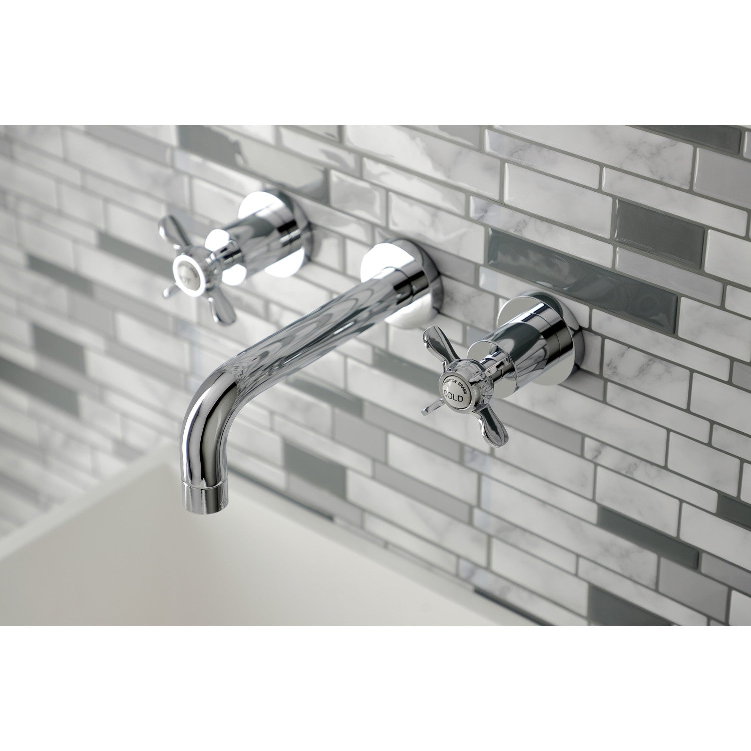 Kingston Sona KS8121BEX - Essex Double-Handle 3-Hole Wall Mount Bathroom Faucet, Polished Chrome — thumbnail 2